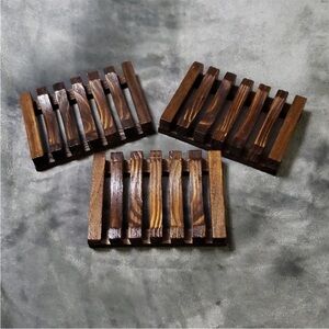 Set of 3 - Bamboo Soap Dishes NWOT